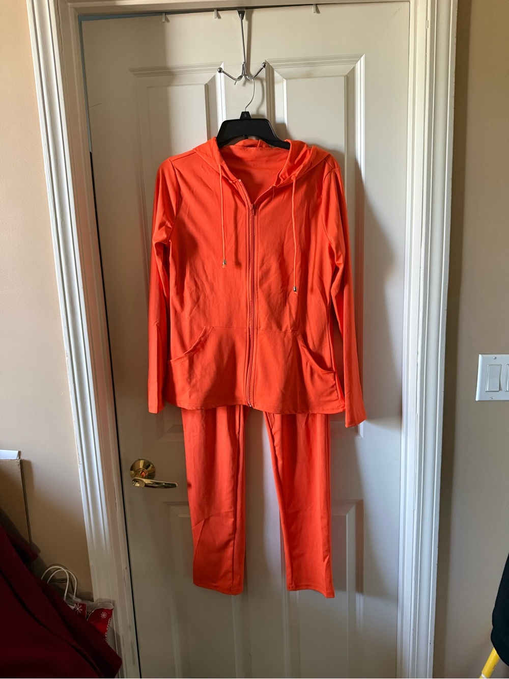 Women's Orange Zip Hoodie and Jogger Set